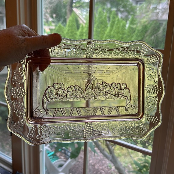 Indiana Glass vintage Tiara Last Supper bread plate, dish 1950s - Picture 2 of 11